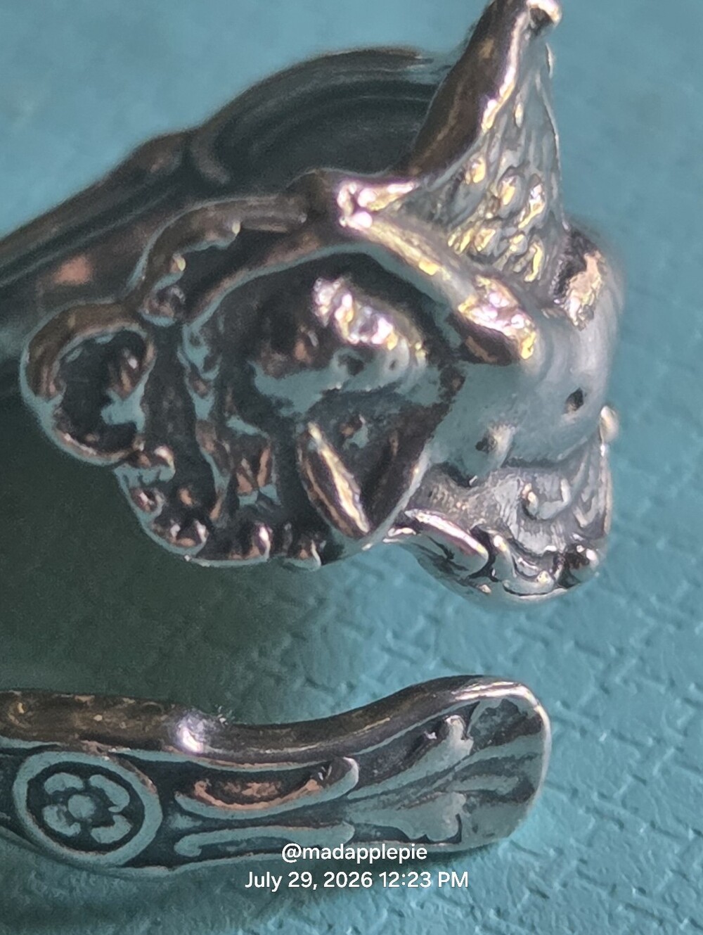 Vintage Sterling Silver Goddess Woman Nude Deity Muse Nymph Spoon Ring #126 - Picture 2 of 16